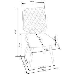 Scaun living/sufragerie Halmar K424, cadru metal,  stil clasic, 45x54x91x48cm, textil/piele, gri/negru