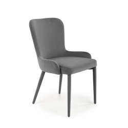 Scaun tapitat living/sufragerie Halmar K425, cadru metal,  stil clasic, 55x57x86x48cm, catifea, gri
