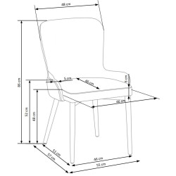 Scaun tapitat living/sufragerie Halmar K425, cadru metal,  stil clasic, 55x57x86x48cm, catifea, gri