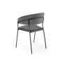 Scaun modern Ava, tapiterie catifea gri, cadru otel vopsit cu pulbere, 57x54x79x48 cm