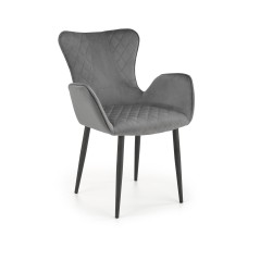 Scaun tapitat living/sufragerie Halmar K427, cadru metal, spatar matlasat, stil modern, 56x56x80x46cm, catifea, gri