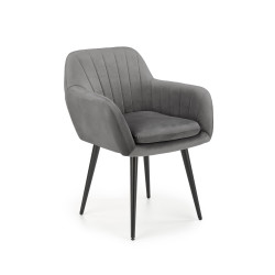 Scaun tapitat living/sufragerie Halmar K429, cadru metal,  stil modern, 58x53x80x51cm, catifea, gri