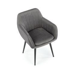 Scaun tapitat living/sufragerie Halmar K429, cadru metal,  stil modern, 58x53x80x51cm, catifea, gri