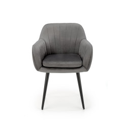 Scaun tapitat living/sufragerie Halmar K429, cadru metal,  stil modern, 58x53x80x51cm, catifea, gri