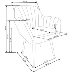 Scaun tapitat living/sufragerie Halmar K429, cadru metal,  stil modern, 58x53x80x51cm, catifea, gri