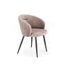Scaun tapitat living/sufragerie Halmar K430, cadru metal, stil glamour, 61x54x77x48cm, catifea, bej