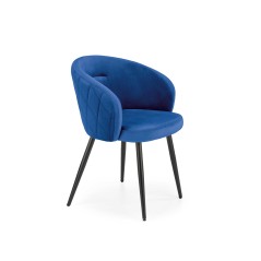 Scaun tapitat living/sufragerie Halmar K430, cadru metal, stil glamour, 61x54x77x48cm, catifea, albastru