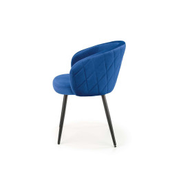 Scaun tapitat living/sufragerie Halmar K430, cadru metal, stil glamour, 61x54x77x48cm, catifea, albastru