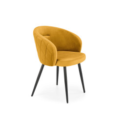 Scaun tapitat living/sufragerie Halmar K430, cadru metal,  stil glamour, 61x54x77x48cm, catifea, galben