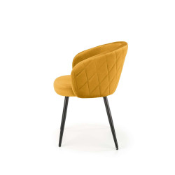 Scaun tapitat living/sufragerie Halmar K430, cadru metal,  stil glamour, 61x54x77x48cm, catifea, galben