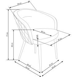 Scaun tapitat living/sufragerie Halmar K430, cadru metal,  stil glamour, 61x54x77x48cm, catifea, galben