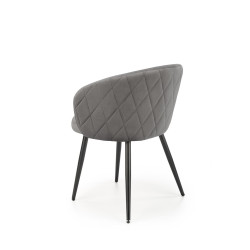 Scaun tapitat living/sufragerie Halmar K430, cadru metal,  stil glamour, 61x54x77x48cm, catifea, gri