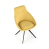 Scaun tapitat living/sufragerie Halmar K431, cadru metal, stil modern, 55x54x84x47cm, catifea, galben