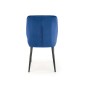Scaun tapitat pentru living, catifea bleumarin, cadru metal, 48x57x85x49 cm