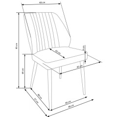 Scaun tapitat living/sufragerie Halmar K432, cadru metal,  stil clasic, 48x57x85x49cm, catifea, albastru