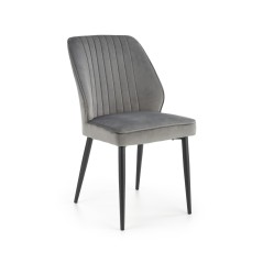 Scaun tapitat living/sufragerie Halmar K432, cadru metal,  stil clasic, 48x57x85x49cm, catifea, gri