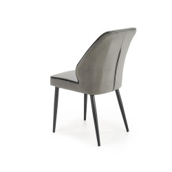 Scaun tapitat living/sufragerie Halmar K432, cadru metal,  stil clasic, 48x57x85x49cm, catifea, gri