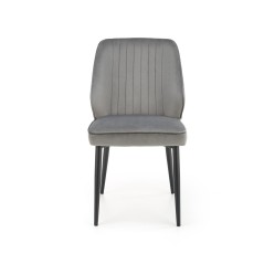 Scaun pentru living, catifea moderna, baza metalica, 48x57x85x49 cm, gri
