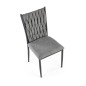 Scaun stil modern pentru dining, cadru din otel, tesatura material textil, 48x55x94x48 cm, gri