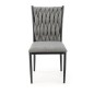 Scaun stil modern pentru dining, cadru din otel, tesatura material textil, 48x55x94x48 cm, gri