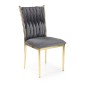 Scaun Amanda pentru dining, tapiterie catifea, cadru otel cromat auriu, stil glamour, 48x55x94x48 cm, gri