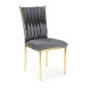 Scaun tapitat living/sufragerie Halmar K436, cadru metal,  stil glamour, 48x55x94x48cm, catifea, gri
