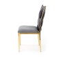 Scaun Amanda pentru dining, tapiterie catifea, cadru otel cromat auriu, stil glamour, 48x55x94x48 cm, gri