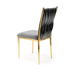 Scaun tapitat living/sufragerie Halmar K436, cadru metal,  stil glamour, 48x55x94x48cm, catifea, gri