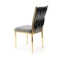 Scaun Amanda pentru dining, tapiterie catifea, cadru otel cromat auriu, stil glamour, 48x55x94x48 cm, gri