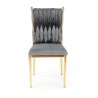 Scaun tapitat living/sufragerie Halmar K436, cadru metal,  stil glamour, 48x55x94x48cm, catifea, gri
