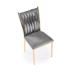 Scaun tapitat living/sufragerie Halmar K436, cadru metal,  stil glamour, 48x55x94x48cm, catifea, gri