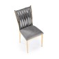 Scaun Amanda pentru dining, tapiterie catifea, cadru otel cromat auriu, stil glamour, 48x55x94x48 cm, gri