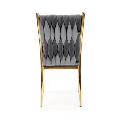 Scaun tapitat living/sufragerie Halmar K436, cadru metal,  stil glamour, 48x55x94x48cm, catifea, gri