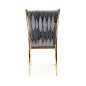 Scaun Amanda pentru dining, tapiterie catifea, cadru otel cromat auriu, stil glamour, 48x55x94x48 cm, gri