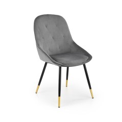 Scaun tapitat living/sufragerie Halmar K437, cadru metal, stil glamour, 49x55x88x47cm, catifea, gri