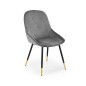 Scaun pentru living, tapitat cu catifea, cadru otel, stil glamour, 49x55x88x47 cm, gri