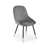 Scaun tapitat living/sufragerie Halmar K437, cadru metal,  stil glamour, 49x55x88x47cm, catifea, gri