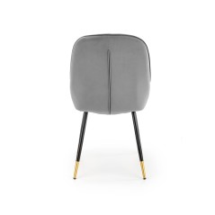 Scaun tapitat living/sufragerie Halmar K437, cadru metal,  stil glamour, 49x55x88x47cm, catifea, gri