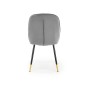 Scaun pentru living, tapitat cu catifea, cadru otel, stil glamour, 49x55x88x47 cm, gri