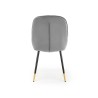 Scaun tapitat living/sufragerie Halmar K437, cadru metal,  stil glamour, 49x55x88x47cm, catifea, gri