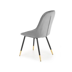 Scaun tapitat living/sufragerie Halmar K437, cadru metal,  stil glamour, 49x55x88x47cm, catifea, gri