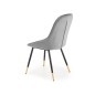 Scaun pentru living, tapitat cu catifea, cadru otel, stil glamour, 49x55x88x47 cm, gri