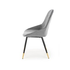Scaun tapitat living/sufragerie Halmar K437, cadru metal,  stil glamour, 49x55x88x47cm, catifea, gri