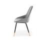 Scaun pentru living, tapitat cu catifea, cadru otel, stil glamour, 49x55x88x47 cm, gri