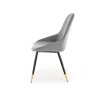 Scaun tapitat living/sufragerie Halmar K437, cadru metal,  stil glamour, 49x55x88x47cm, catifea, gri