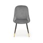 Scaun pentru living, tapitat cu catifea, cadru otel, stil glamour, 49x55x88x47 cm, gri
