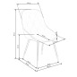 Scaun pentru living, tapitat cu catifea, cadru otel, stil glamour, 49x55x88x47 cm, gri