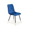 Scaun tapitat living/sufragerie Halmar K438, cadru metal, stil glamour, 45x50x86x47cm, catifea, albastru