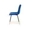 Scaun tapitat living/sufragerie Halmar K438, cadru metal, stil glamour, 45x50x86x47cm, catifea, albastru