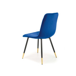 Scaun tapitat living/sufragerie Halmar K438, cadru metal, stil glamour, 45x50x86x47cm, catifea, albastru
